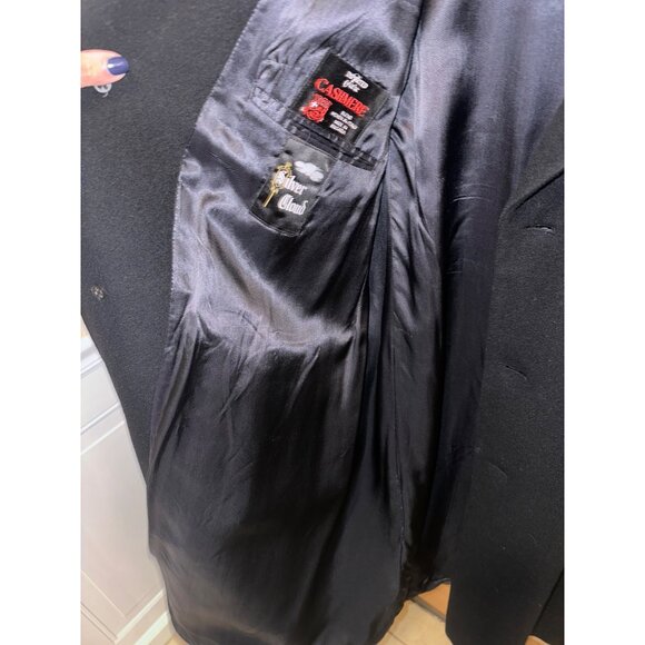 Silver Cloud Black Cashmere Long Dress Overcoat R46 3 Button Business Made Italy - Picture 8 of 15